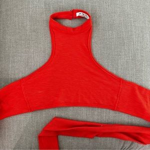 Red Halter Neck Crop Top